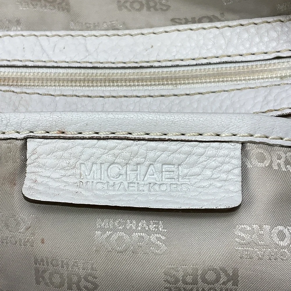 Michael Kors Cream Leather‎ Satchel Bag Gold Hardware Handbag Purse